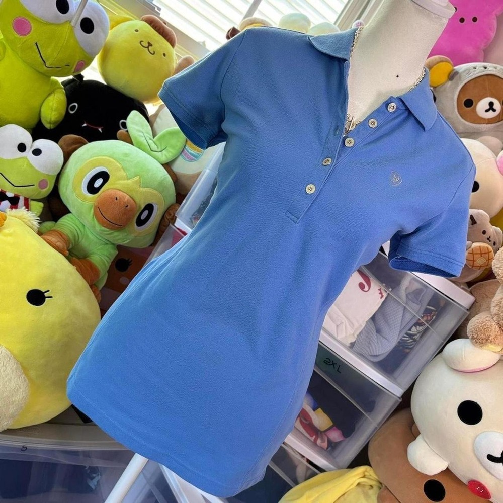 Baby Blue Fitted / Petite Ariat Western Button Up Short Sleeve Polo Shirt / Top